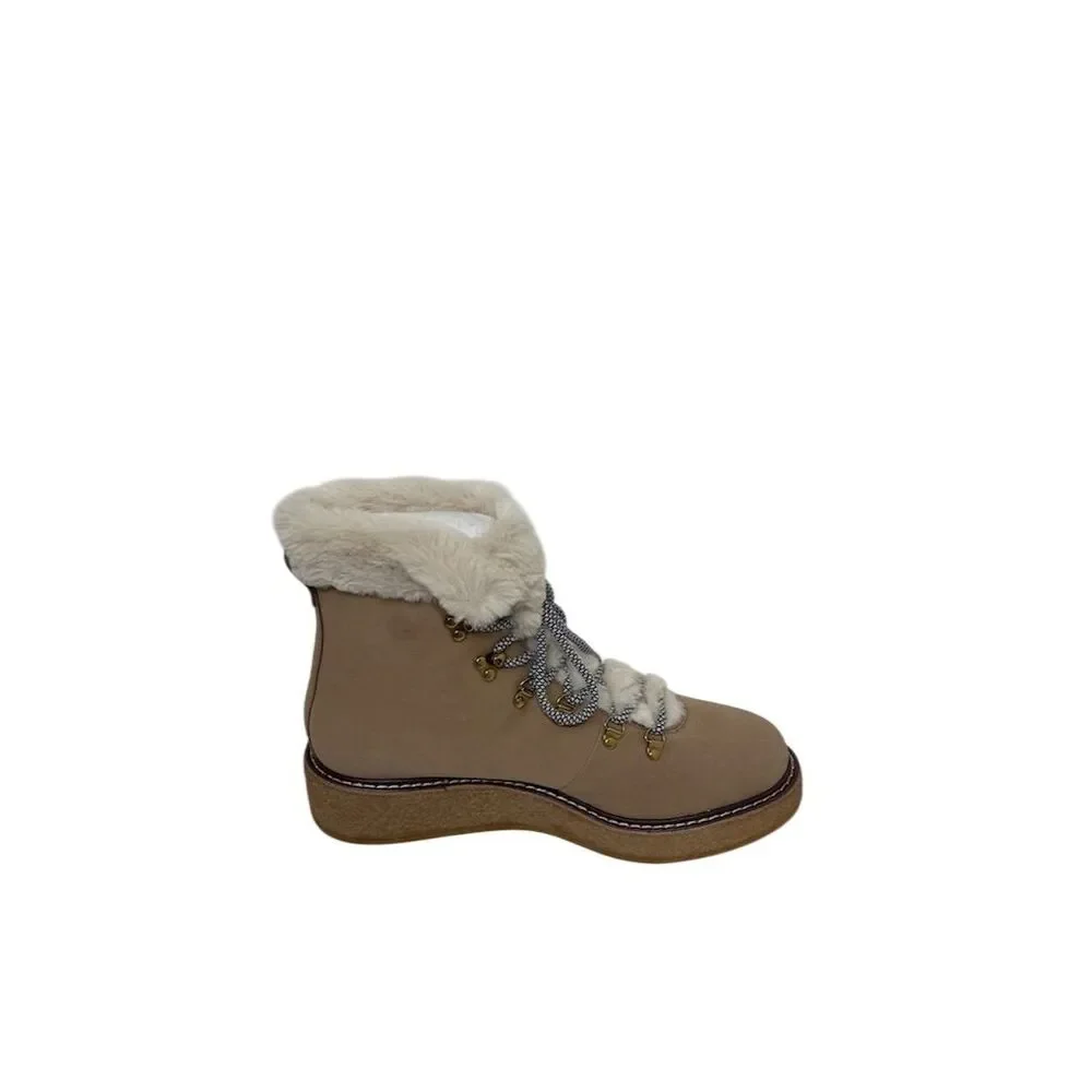 New J.Crew Women's Brown Leather Wedge Boots Size 8.5 Round Toe Winter - Picture 3 of 8